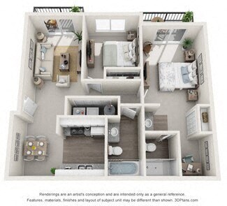 Floor plan for 2 beds, 2 baths, 920 sqft